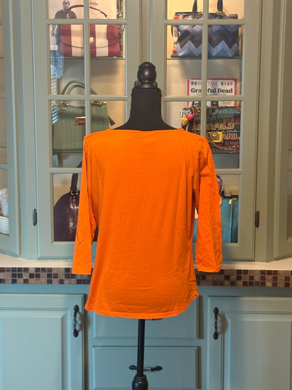 Ruby Rd. Orange 'Boo' Spiderweb Long Sleeve Tee - Picture 3 of 3